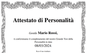 attestato di personalità mario rossi