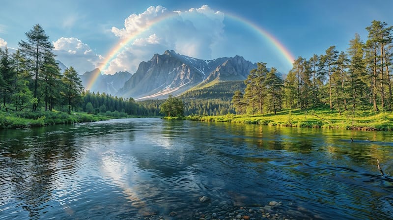 arcobaleno sulle montagne