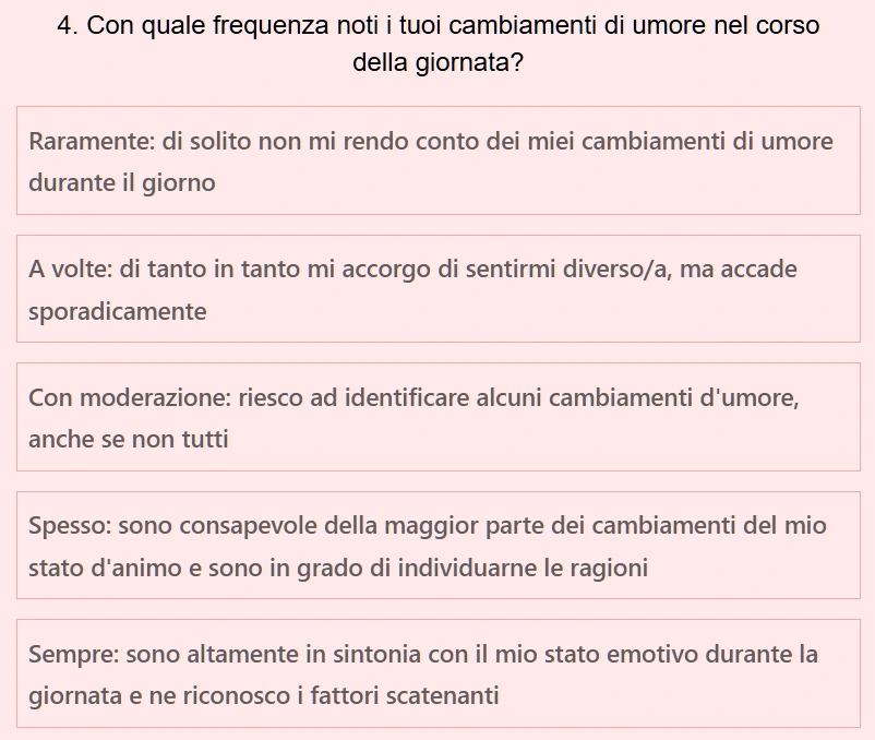 test personalità la ricerca spirituale - esempio di domanda